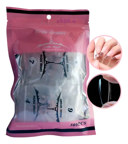 Tips Nails Paris Night X500 Soft Gel, Press On Coffin Bolsa