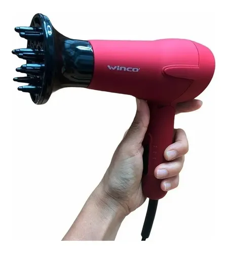 Secador de Pelo Plegable Mini Viaje Con Difusor Winco W190 E Color Rojo