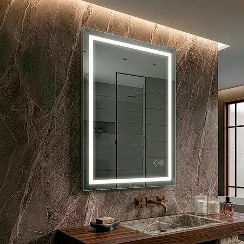 Espejo Digital Luz Led Táctil Desempañador Baño Rectangular