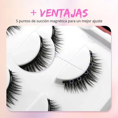 Pestañas Magnéticas X3 Delineador 5 Iimanes Kit Premium