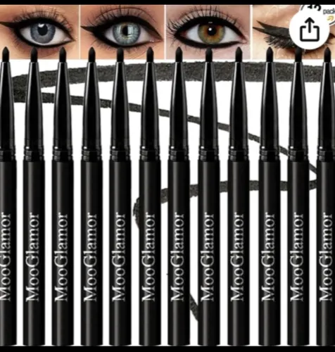 Lápiz Delineador De Ojos De Gel Negros Impermeable. Pack 12