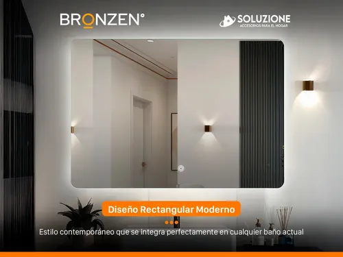 Espejo Luz Led Trasera Horizontal Rectangular 80 X 60 Cm