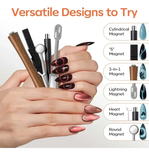 12 Herramientas De Diseño De Uñas Magnéticas Con Forma De Oj