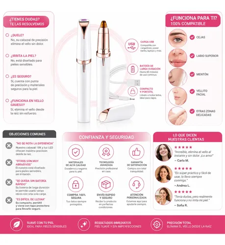 Depilador Facial Eléctrico Mujer Cejas Sin Dolor Usb