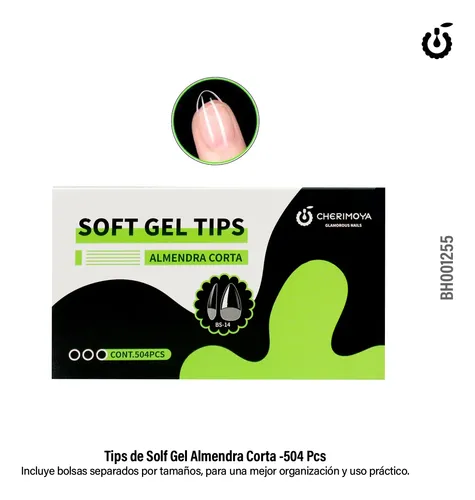 Tips Soft Gel Press On 504pcs Prelimados Cherimoya Manicuria
