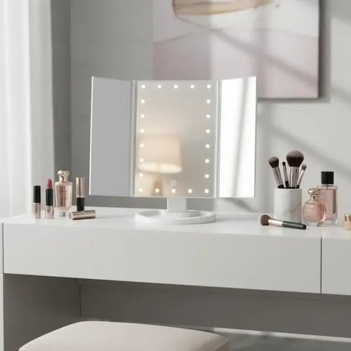 Maquillaje Tríptico Iluminación Led Portátil Base Reforzada