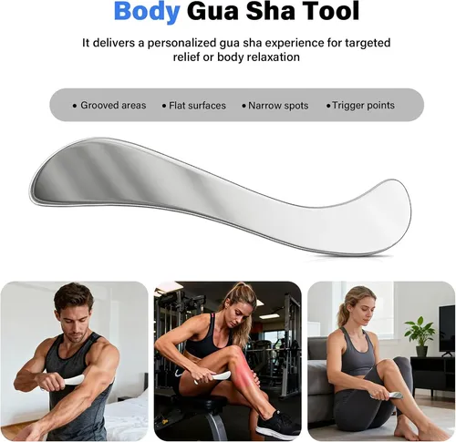 Kit 5 Herramientas Gua Sha Metal Marrón Para Masajes