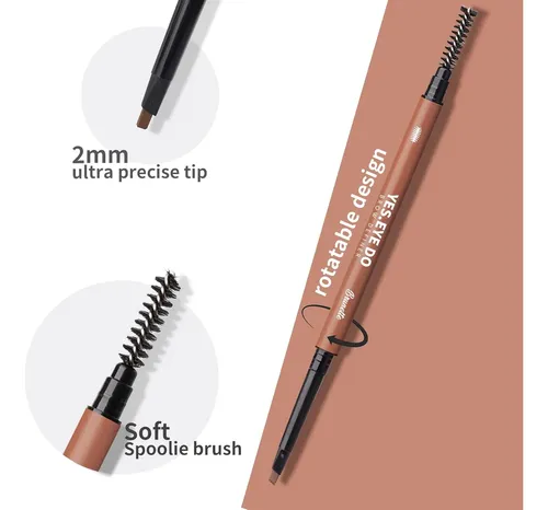 Delineador De Cejas Negro Impermeable Con Cepillo