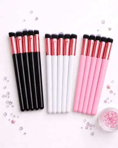 Set Brochas Maquillaje Color Negro X6