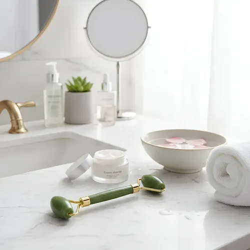 Jade Roller Masajeador Facial Y Piedra Gua Sha Original Set