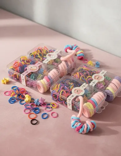Set Accesorios Pelo Niña Gomitas Hebillas Colitas En Caja