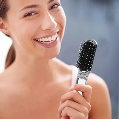 2 Piezas Cepillo De Cabello Portátil Y Plegable Con Espejo