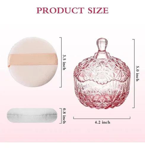 Conjunto De Polvos En Frasco De Vidrio Con Esponja Rosa