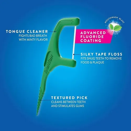 Hilo Dental con Mango Dentek Fresh Clean Menta 75 Uds Flosser Para Dientes Sensibles