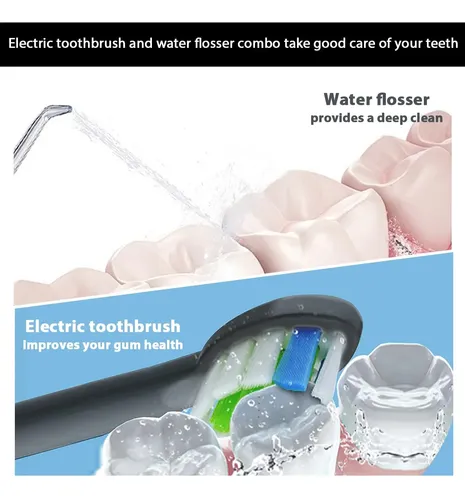 Kit Oral Limpiador Hilo Dental Y Cepillo Negro Negro