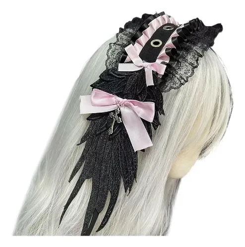 ..diadema Redonda Con Alas De Lolita Gótica..