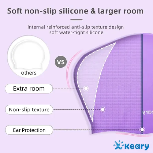 Paquete De 2 Gorros De Natación De Silicona Para Cabello Lar