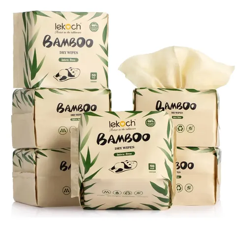 Toallitas Faciales Secas Lekoch De Bambú 100% Biodegradables