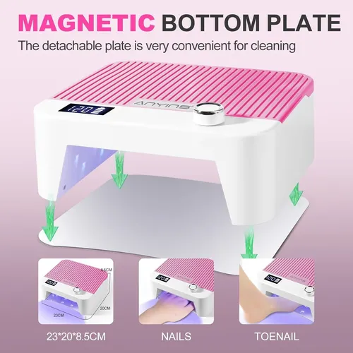 Lámpara Uv Led 120w Para Uñas Gel Rosa Profesional