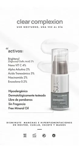 Sulderm Despigmentante Nocturno Sin Fragancia Niacinamida Vit C 30g