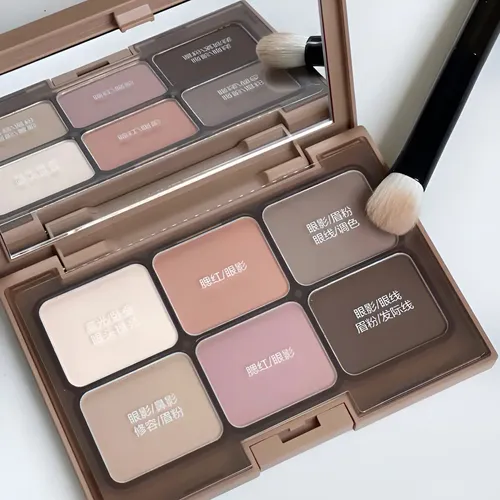 Paleta 6 En 1 De Sombras, Rubor, Iluminador Y Contorno