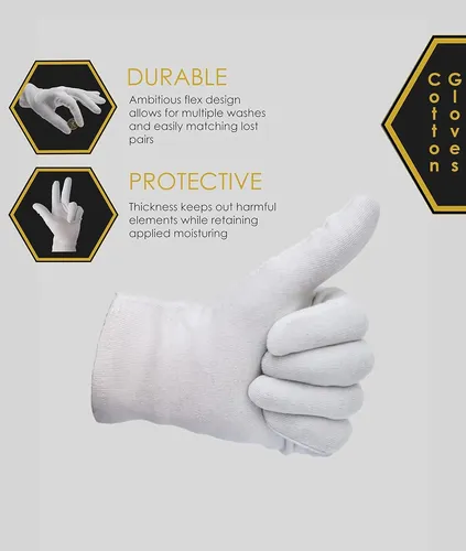 Guantes Algodón Blancos 24 Pzs Hidratantes Y Protectores