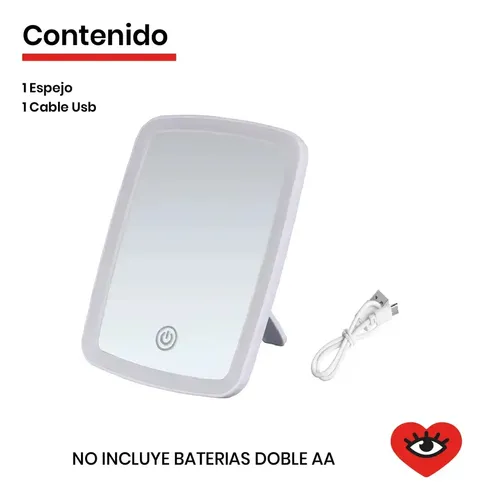 Espejo Maquillaje Led Tactil Usb Pilas C/soporte Veoquiero