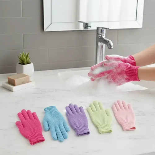 Set Guantes Exfoliantes Corporales Baño Ducha Piel Suave X6