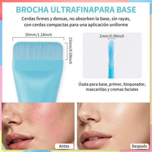 Set De 3 Brochas Ultrafinas Para Base De Maquillaje En Polvo Rosa