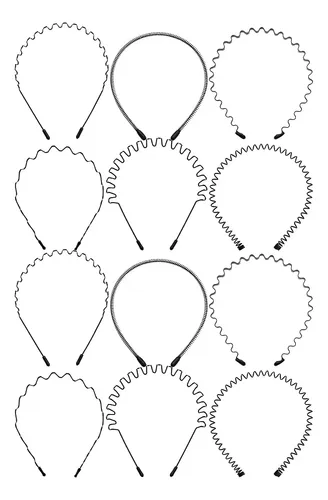 12 Diademas Deportivas De Metal Negro