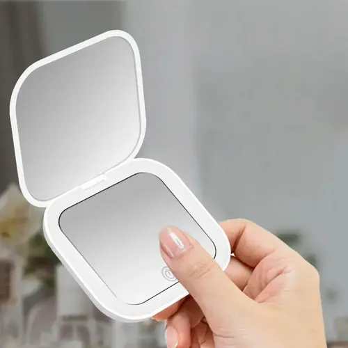 Uu Espejo De Maquillaje Plegable 2x Aumento Con Luz Led Uu