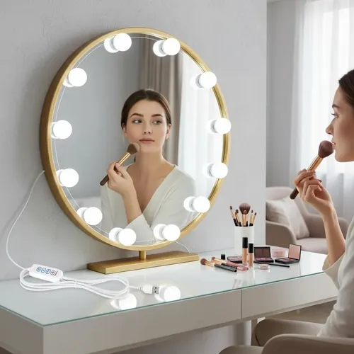 Kit 10 Focos Lamparas Luz Led Espejo Usb Vanity Camarin