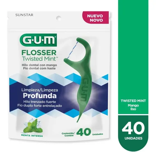 GUM Hilo Dental Con Mango Twisted Mint X40 Unidades Menta