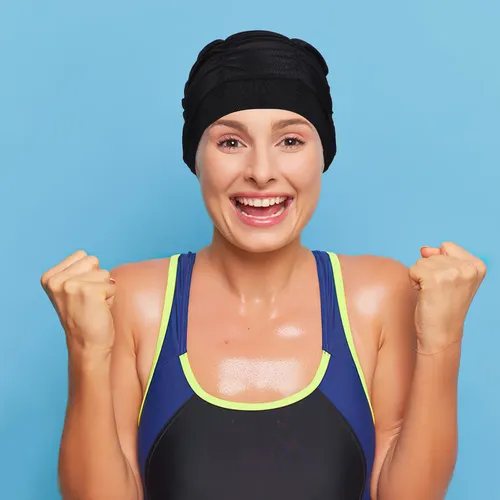 2 Gorros De Baño Elásticos De Tela Plisada Para Mujer Y Homb