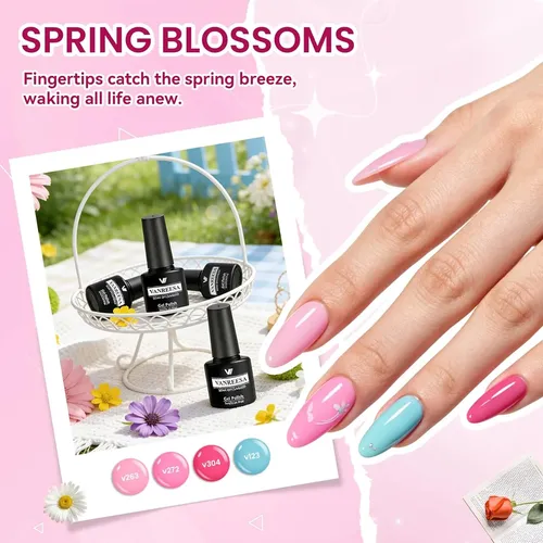 Set 24 Esmaltes Gel Colores Verano Con Base Y Top Coat