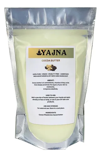 Manteca De Cacao Yajna Orgánica Cruda 450g 100% Pura Natural
