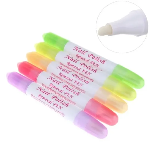 1 Lapiz Corrector De Esmalte Recargable 4 Puntas Uñas Nail