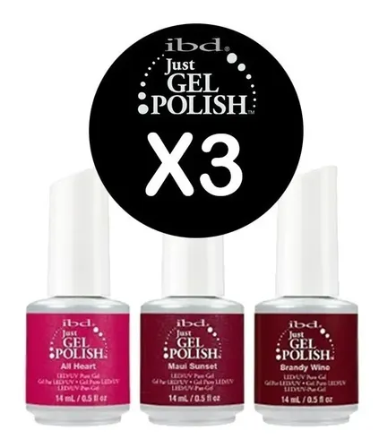 Kit 3 Esmaltes Semipermanente Ibd Gel Cabina Uv Led Uñas