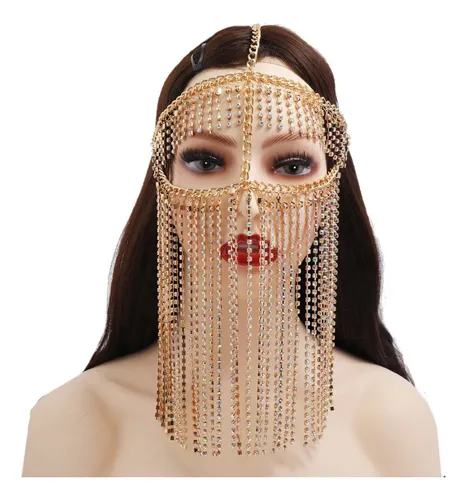 Diadema Con Velo De Mascarada Con Borlas Falsas