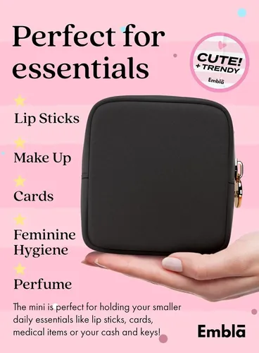 Bolsa De Maquillaje Embla, Bolsa De Nailon Con Cierre, Negra