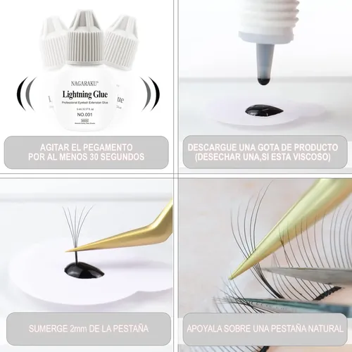 Kit Para Extensiones Pestañas Pelo A Pelo Pegamento Pinzas