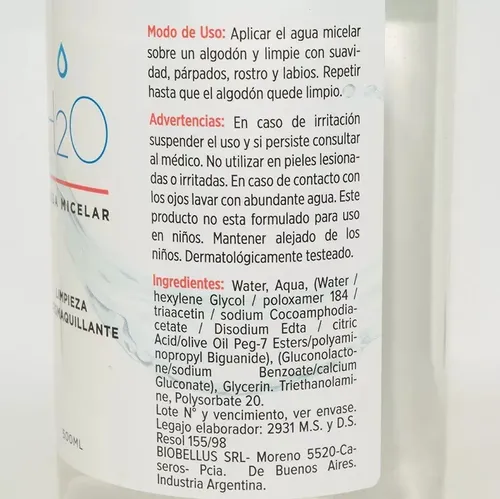 Biobellus Agua Micelar Limpieza Y Desmaquillante X 500 Ml