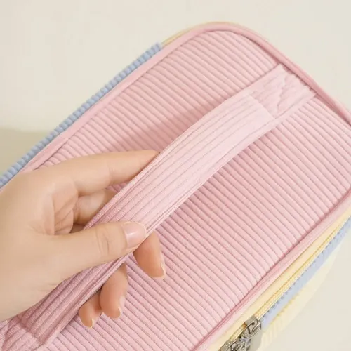 Neceser De Doble Capa De Felpa Suave Para Maquillaje Portáti