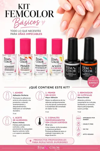 Kit Inicial Semipermanente Uñas Manicuria Fem Color