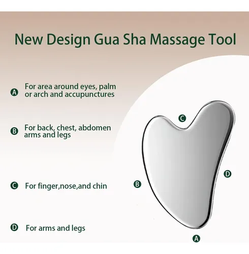 2 Piezas Gua Sha Herramientas Faciales Acero Inoxidable