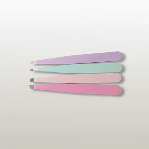 Set De Pinzas De Cejas X4 Recta Diagonal Fina Y Punta Mixta