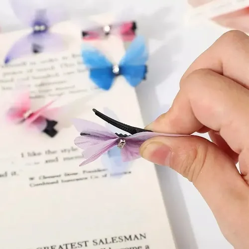 Pinzas Para Pelo Niña Con Moño Y Mariposa, Clip