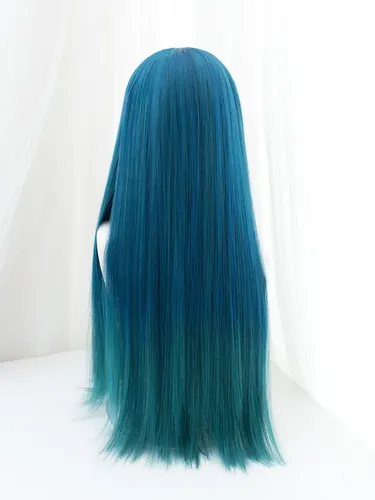 Pelucas Sintéticas De Color Degradado Con Flequillo Azul Y V