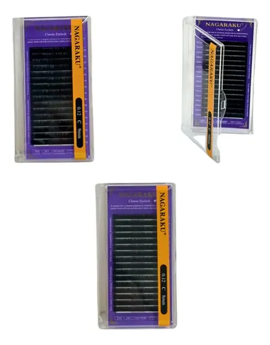 Kit Nagaraku Extensiones De Pestañas Clásicas 0.12 Curva C Largos 8 Al 10 Mm