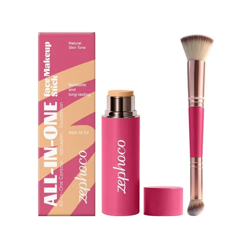 Barra De Maquillaje Multifuncional Zephoco, Acabado Natural,